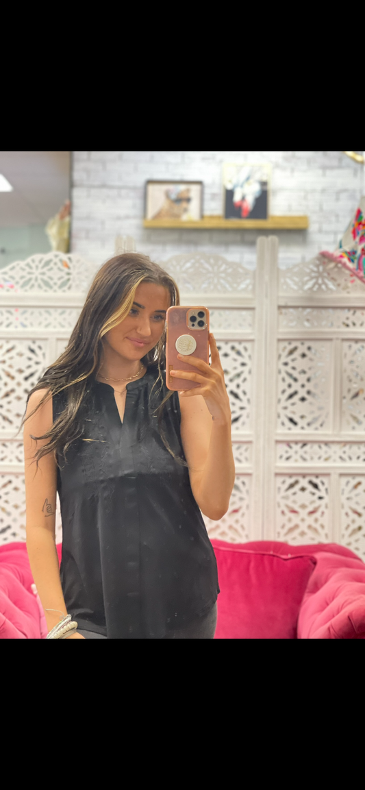 Embroidered V-Neck Tank