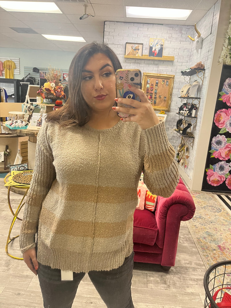 Striped tan sweater