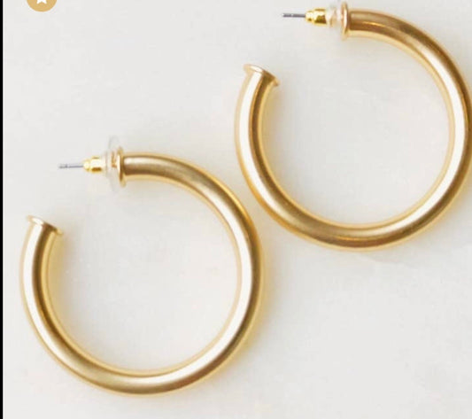 Matte Gold Hoops