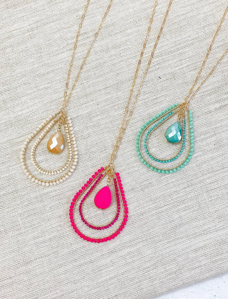 Oval Seed Bead Pendant Necklaces