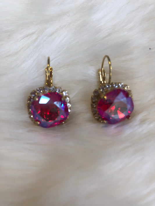 Pink Drop Swarvorksi Crystal Earrings